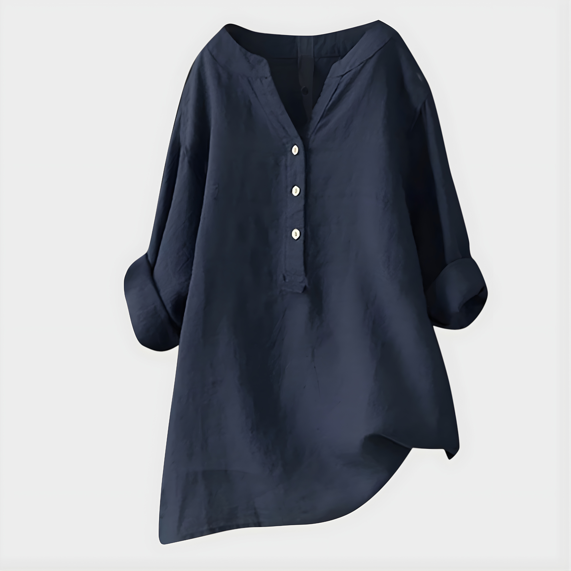 Veronica | Elegant Cotton-Linen V-Neck Blouse