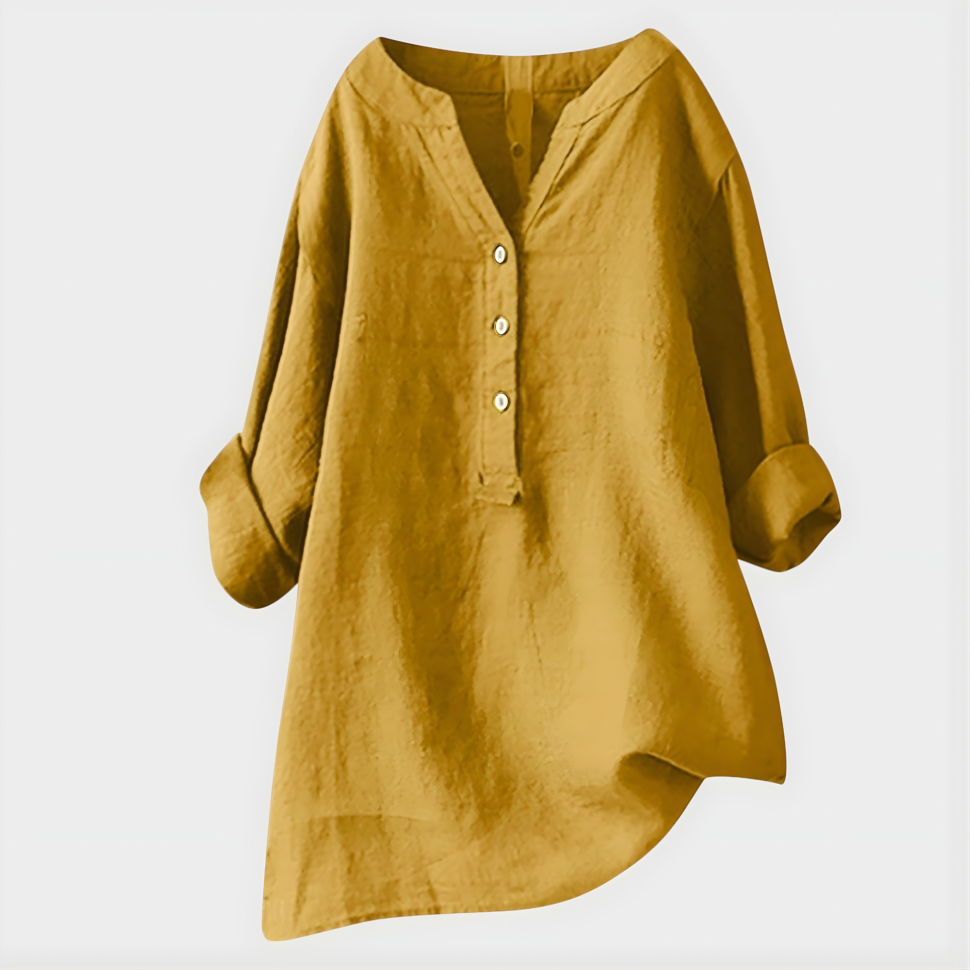 Veronica | Elegant Cotton-Linen V-Neck Blouse
