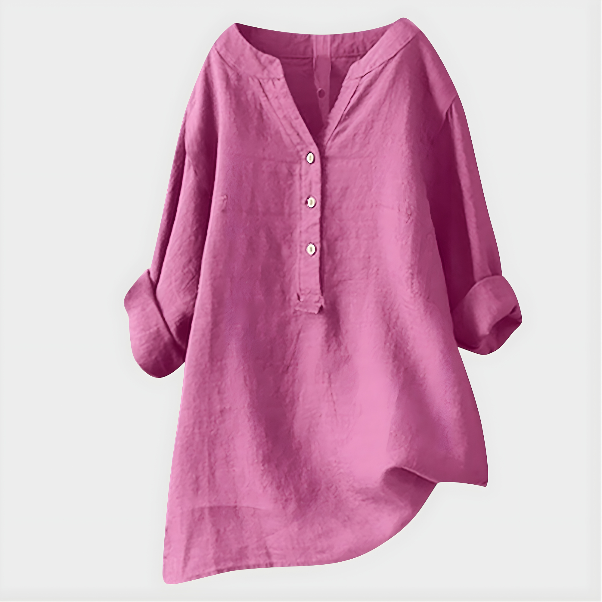 Veronica | Elegant Cotton-Linen V-Neck Blouse