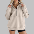 PSALM™ - Comfy Collar Half Zip Oversized Long Sleeve Sweatshirt