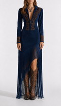 Maison Sauvage Long Western Dress – Fringe, Embroidery & Long Sleeves