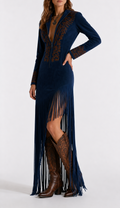 Maison Sauvage Long Western Dress – Fringe, Embroidery & Long Sleeves