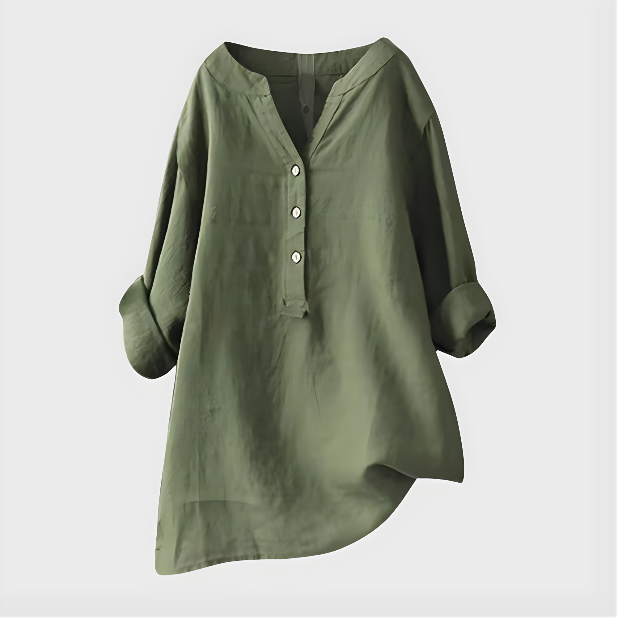 Veronica | Elegant Cotton-Linen V-Neck Blouse