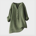 Veronica | Elegant Cotton-Linen V-Neck Blouse