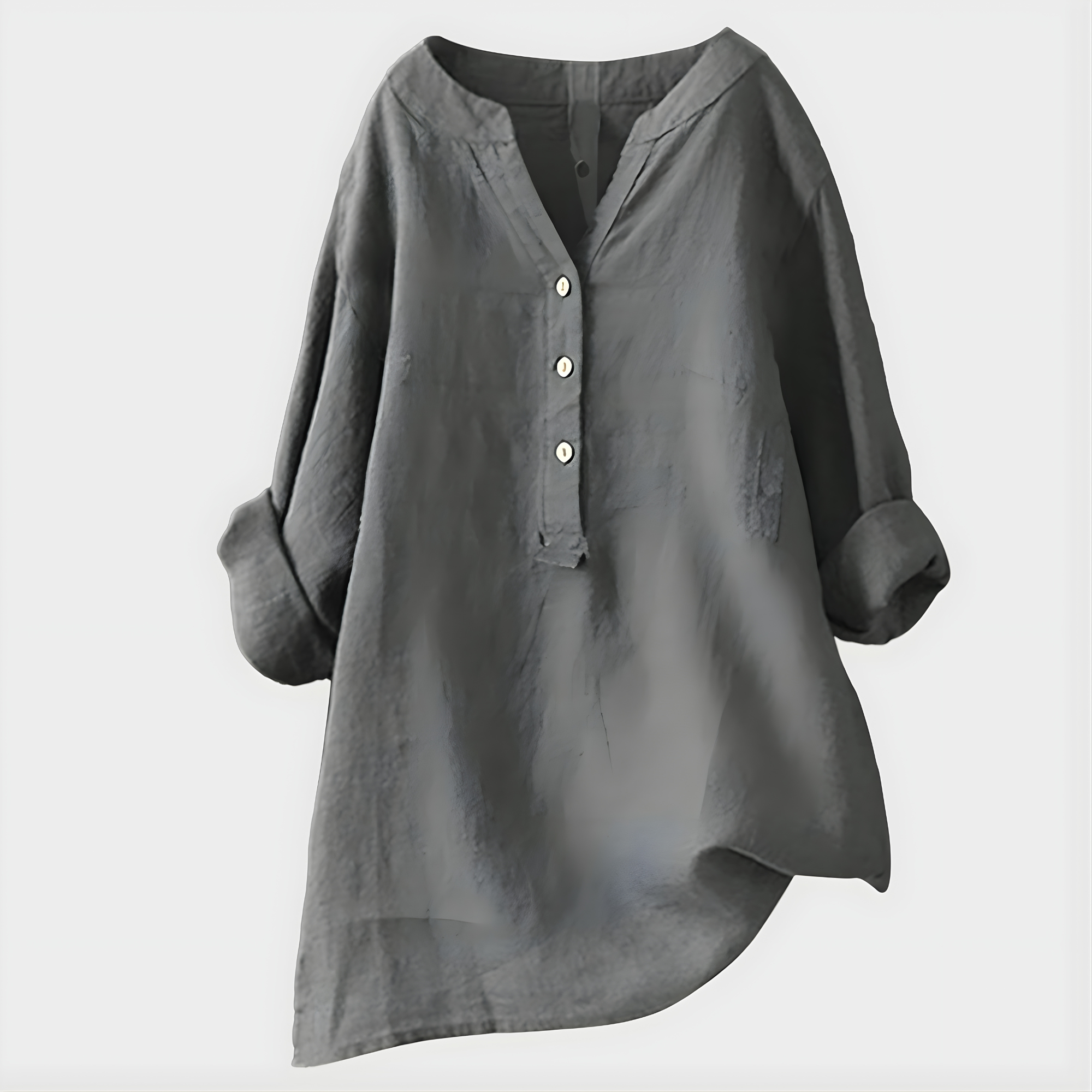 Veronica | Elegant Cotton-Linen V-Neck Blouse