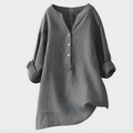 Veronica | Elegant Cotton-Linen V-Neck Blouse