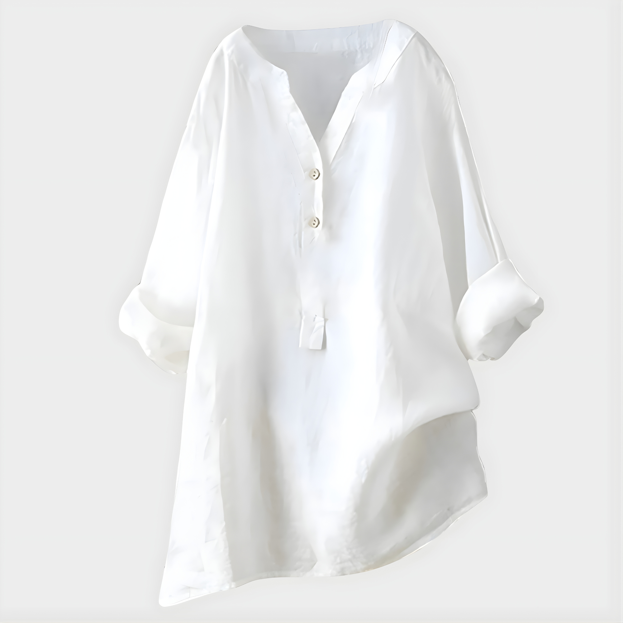 Veronica | Elegant Cotton-Linen V-Neck Blouse