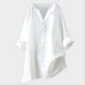 Veronica | Elegant Cotton-Linen V-Neck Blouse
