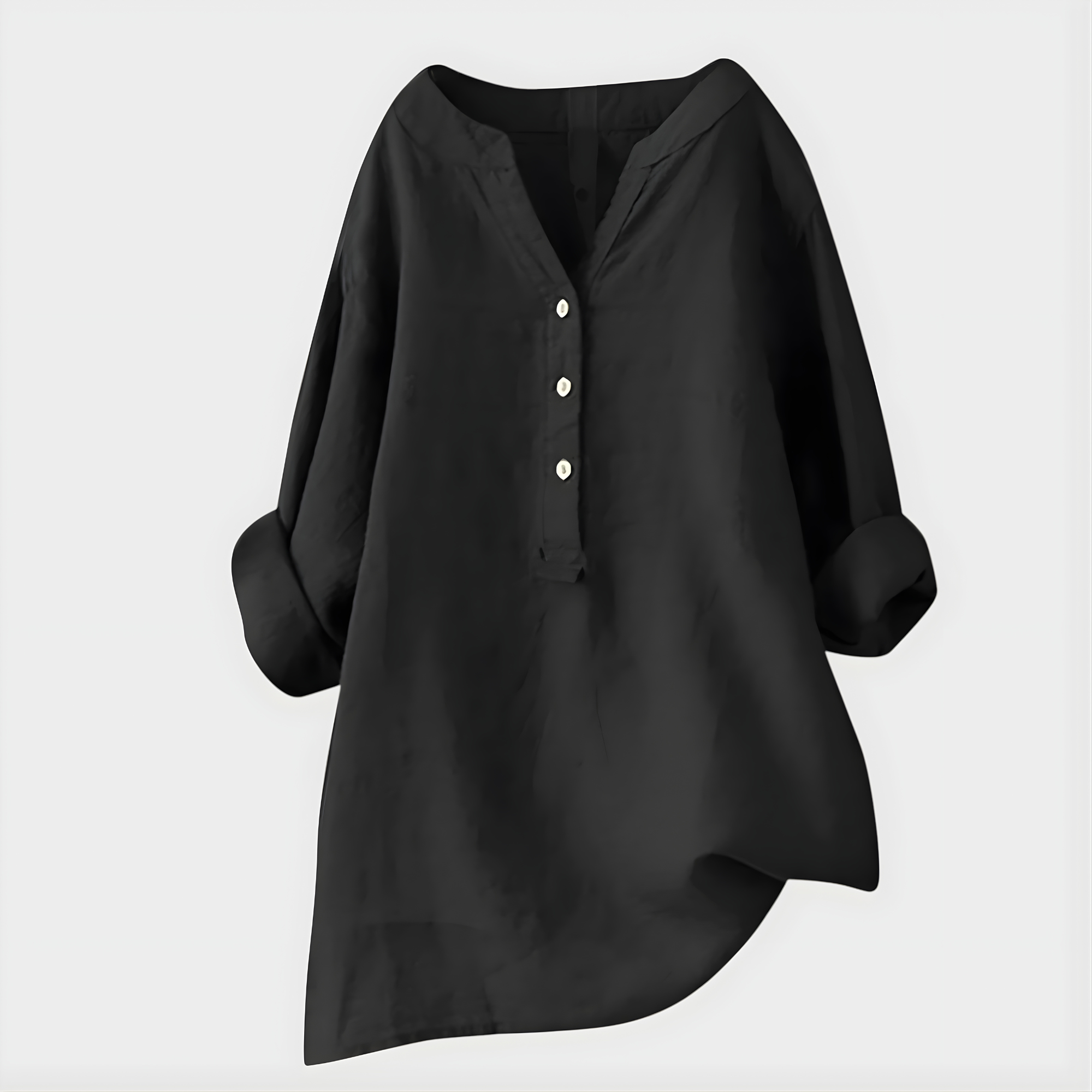 Veronica | Elegant Cotton-Linen V-Neck Blouse