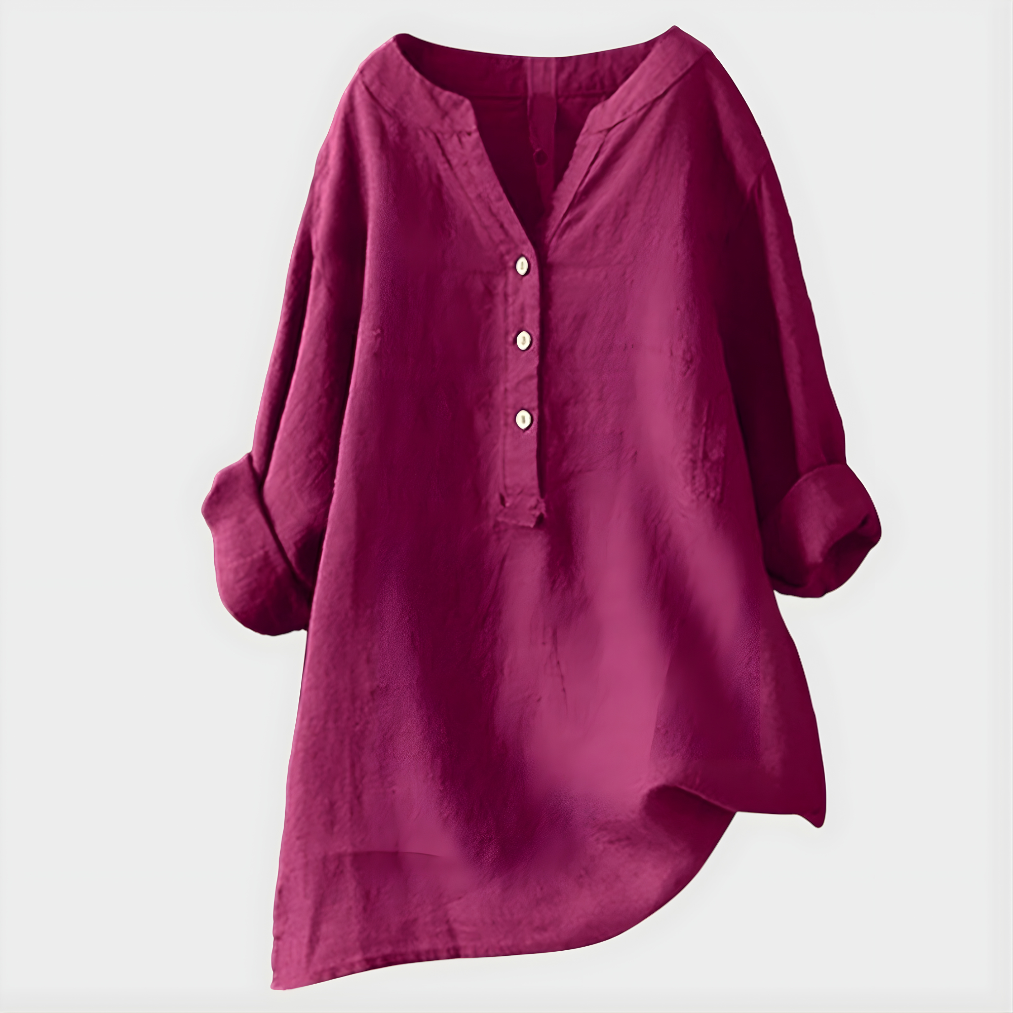Veronica | Elegant Cotton-Linen V-Neck Blouse