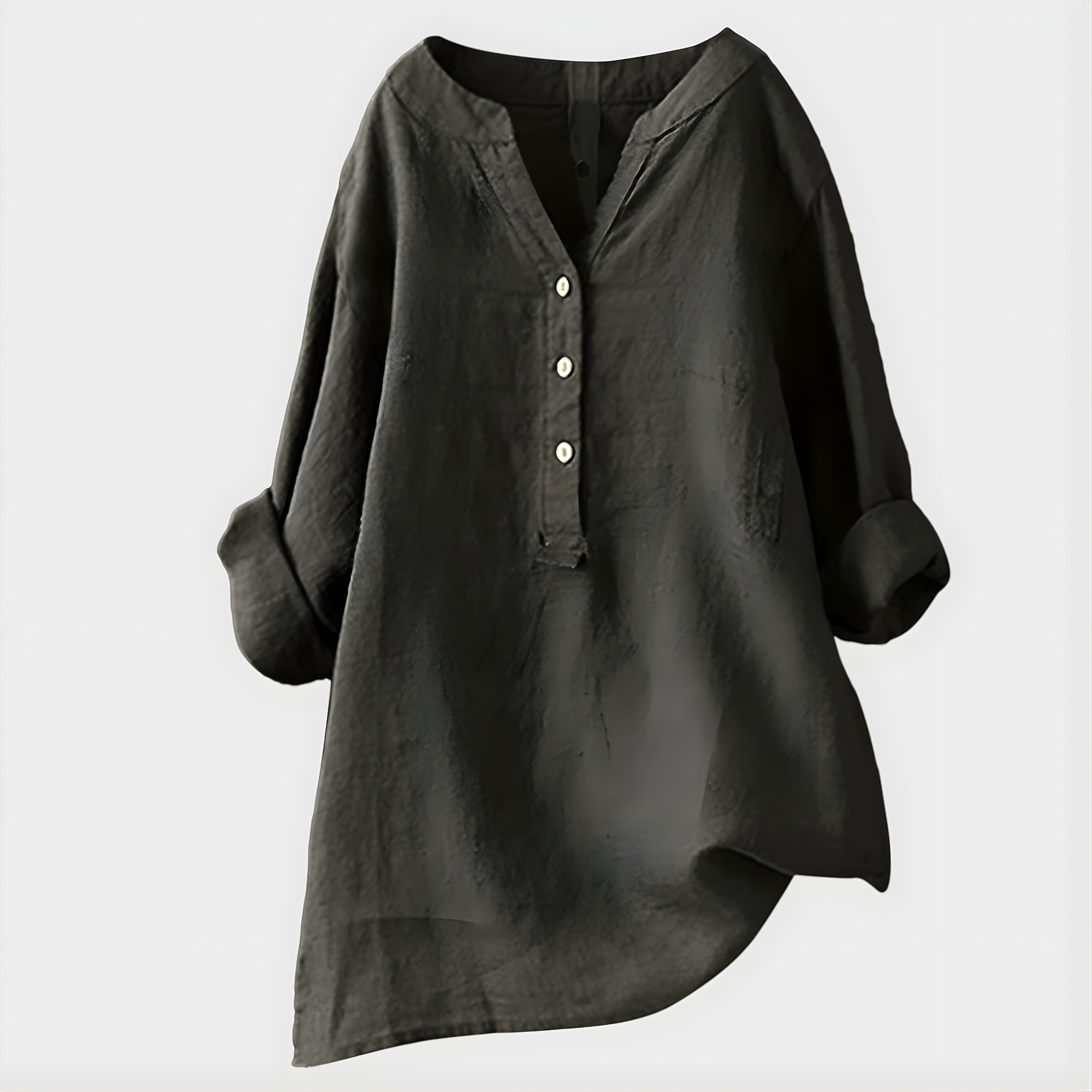 Veronica | Elegant Cotton-Linen V-Neck Blouse