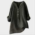 Veronica | Elegant Cotton-Linen V-Neck Blouse