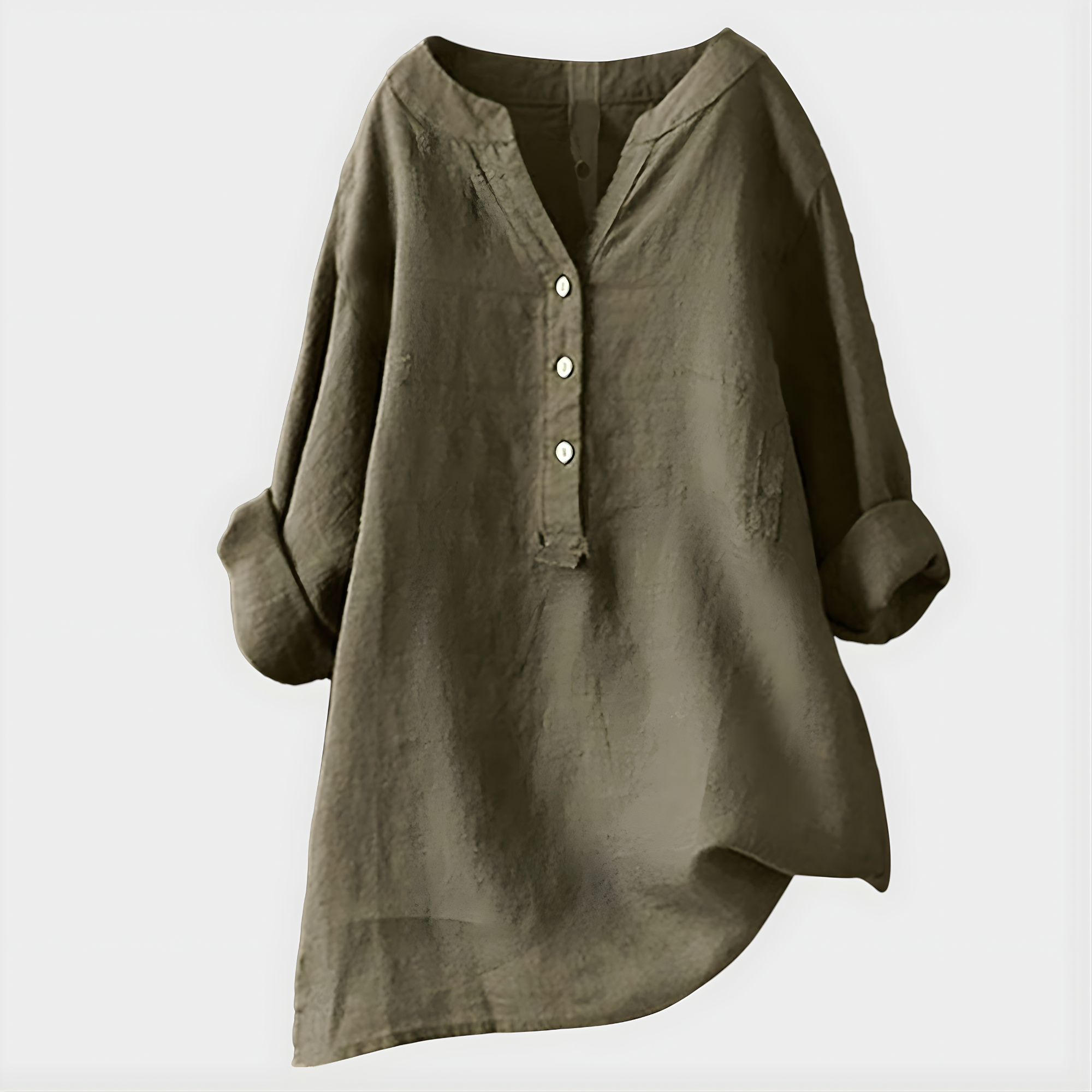 Veronica | Elegant Cotton-Linen V-Neck Blouse
