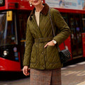 Avery Olive Green Quilted Jacket with Belt
