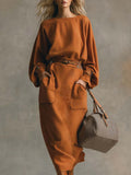 Orange Top & Pocket Maxi Skirt Set