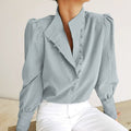 FADI™ - Classy Button Front Long Sleeve Blouse