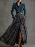 Retro Ethnic Plaid Maxi Dress