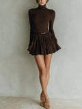 Stylish and elegant brown textured bodycon mini dress