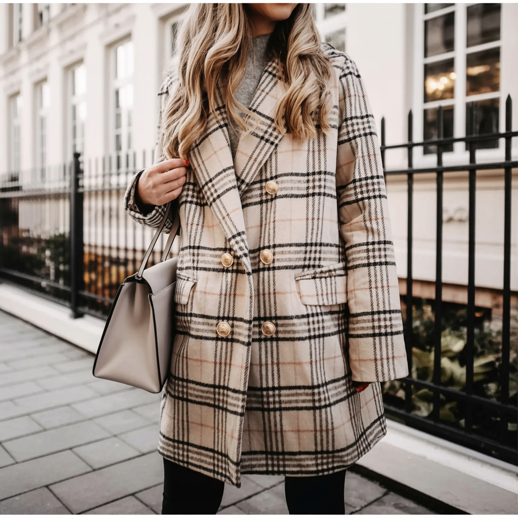 Madeleine Plaid Coat | Classic Elegance with Modern Ease