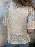 Tindra - V-Neck Hollow Out Knit Top