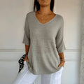 Fenella - Casual Solid Color Work Top