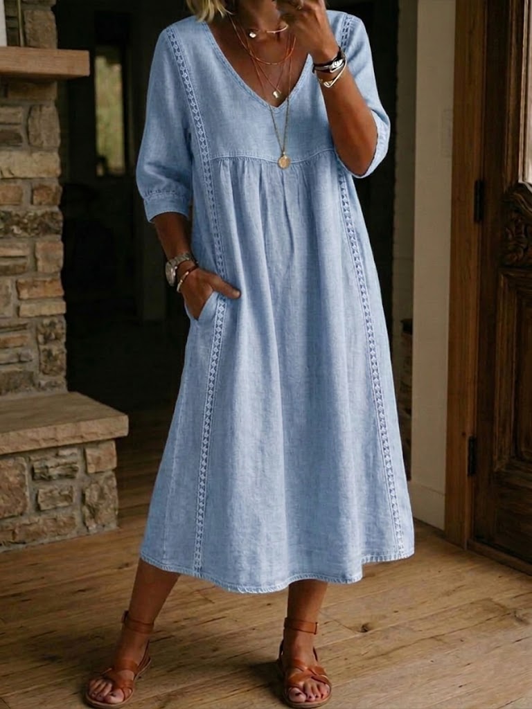 Isla | The Botanical Patchwork Cotton-Linen Maxi