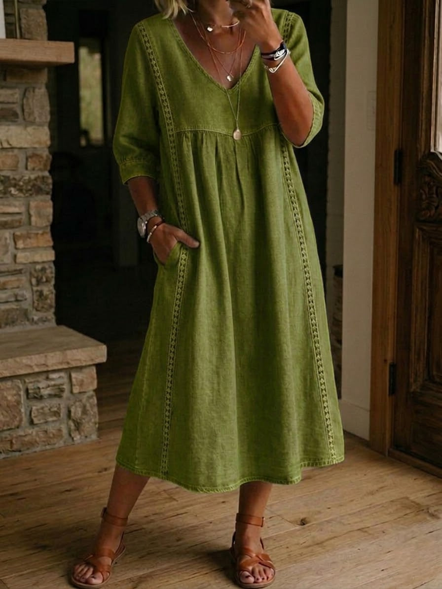 Isla | The Botanical Patchwork Cotton-Linen Maxi