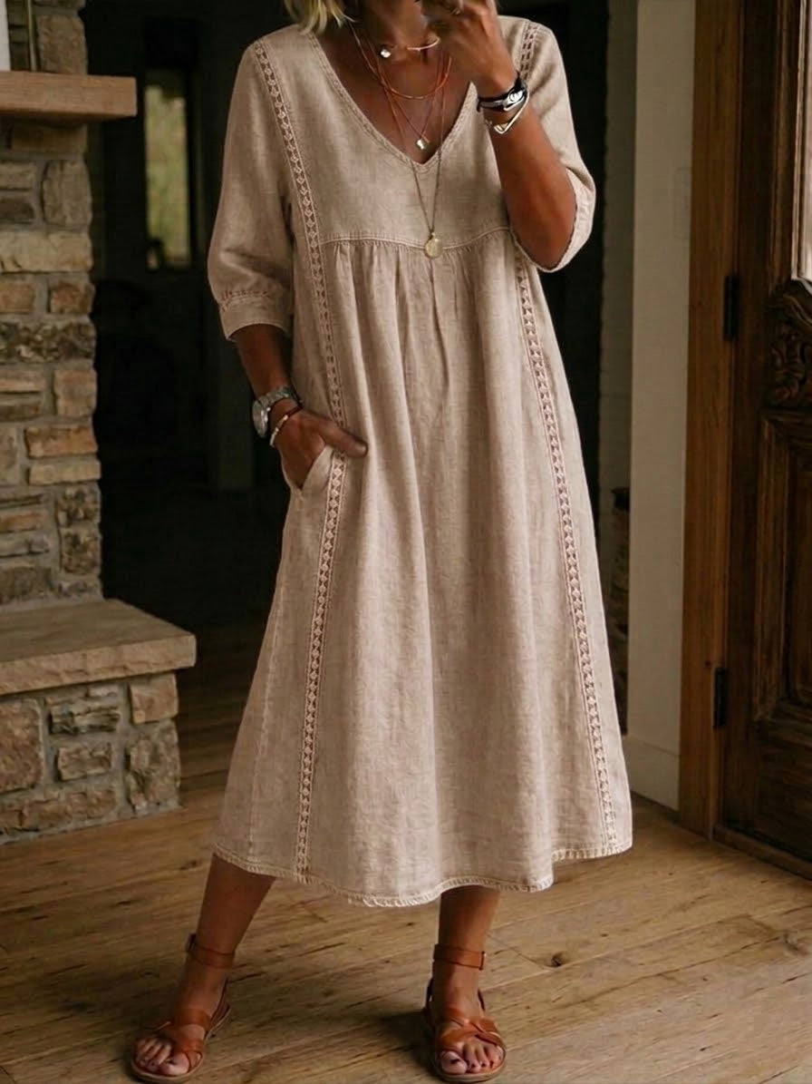 Isla | The Botanical Patchwork Cotton-Linen Maxi