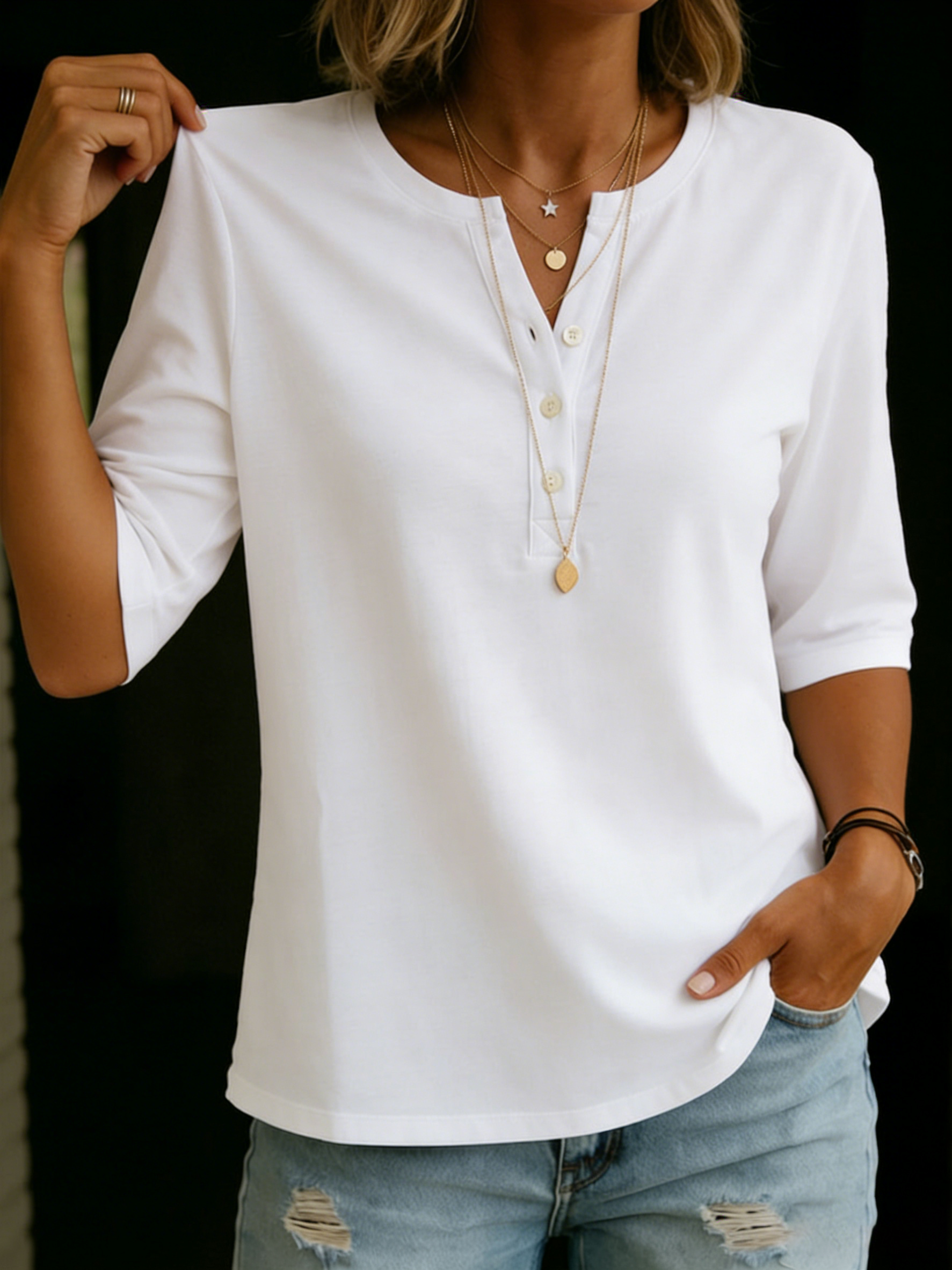 Camilla | The Organic Knit Heavy-Cotton Button Henley