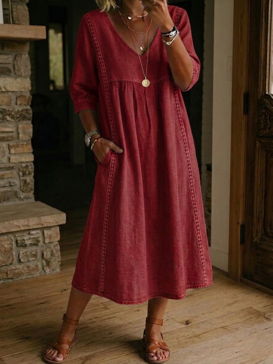 Isla | The Botanical Patchwork Cotton-Linen Maxi