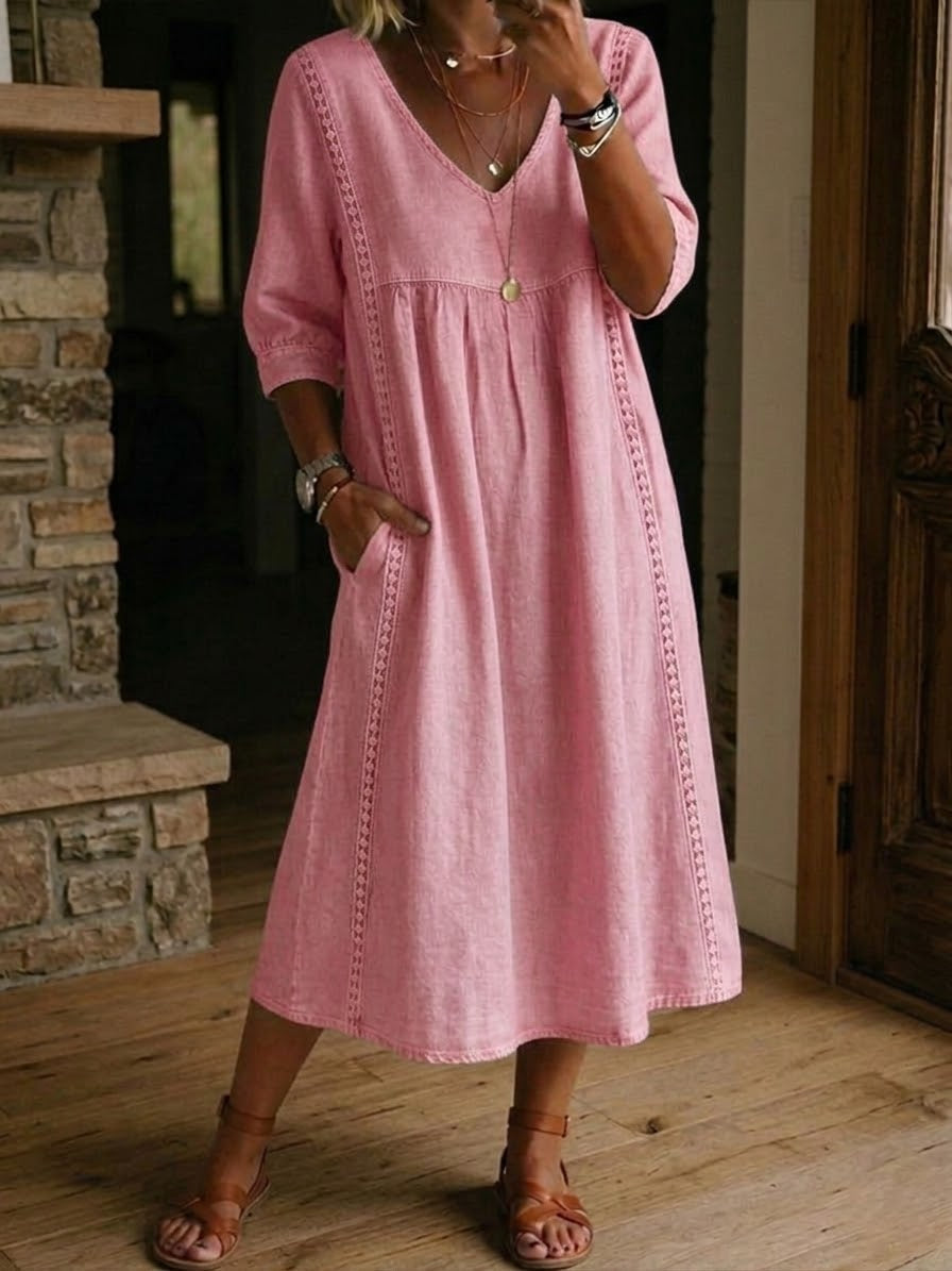Isla | The Botanical Patchwork Cotton-Linen Maxi