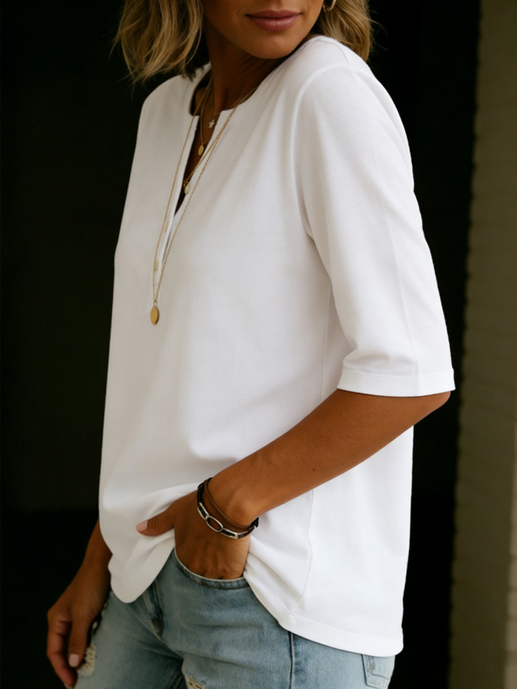 Camilla | The Organic Knit Heavy-Cotton Button Henley