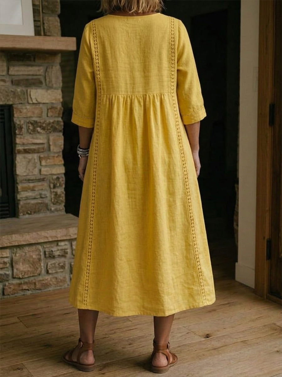 Isla | The Botanical Patchwork Cotton-Linen Maxi