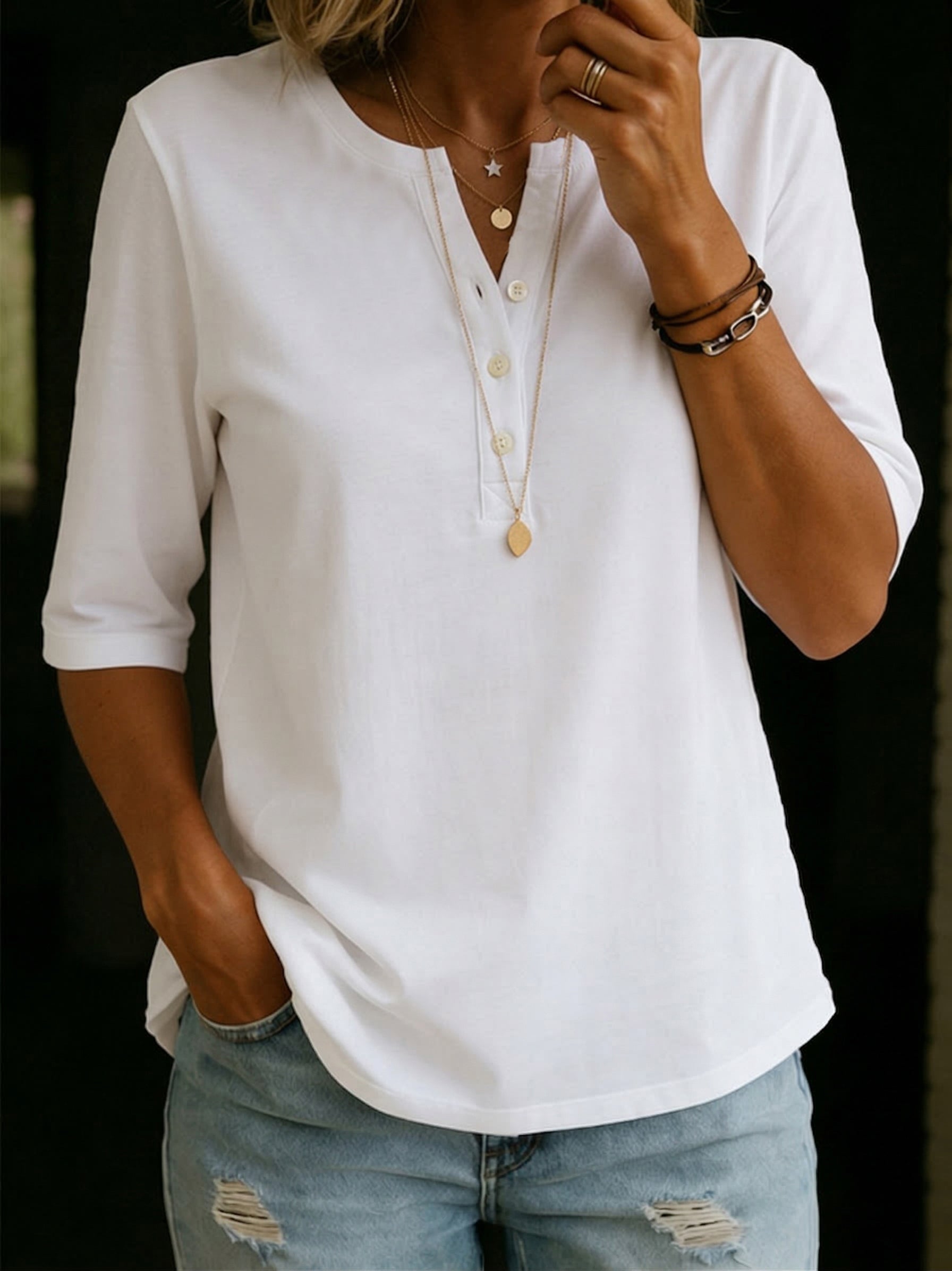 Camilla | The Organic Knit Heavy-Cotton Button Henley