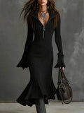 The Sienna Zip-Collar Ribbed Knit Dress
