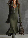 The Sienna Zip-Collar Ribbed Knit Dress