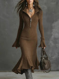 The Sienna Zip-Collar Ribbed Knit Dress