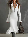 The Sienna Zip-Collar Ribbed Knit Dress