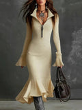 The Sienna Zip-Collar Ribbed Knit Dress
